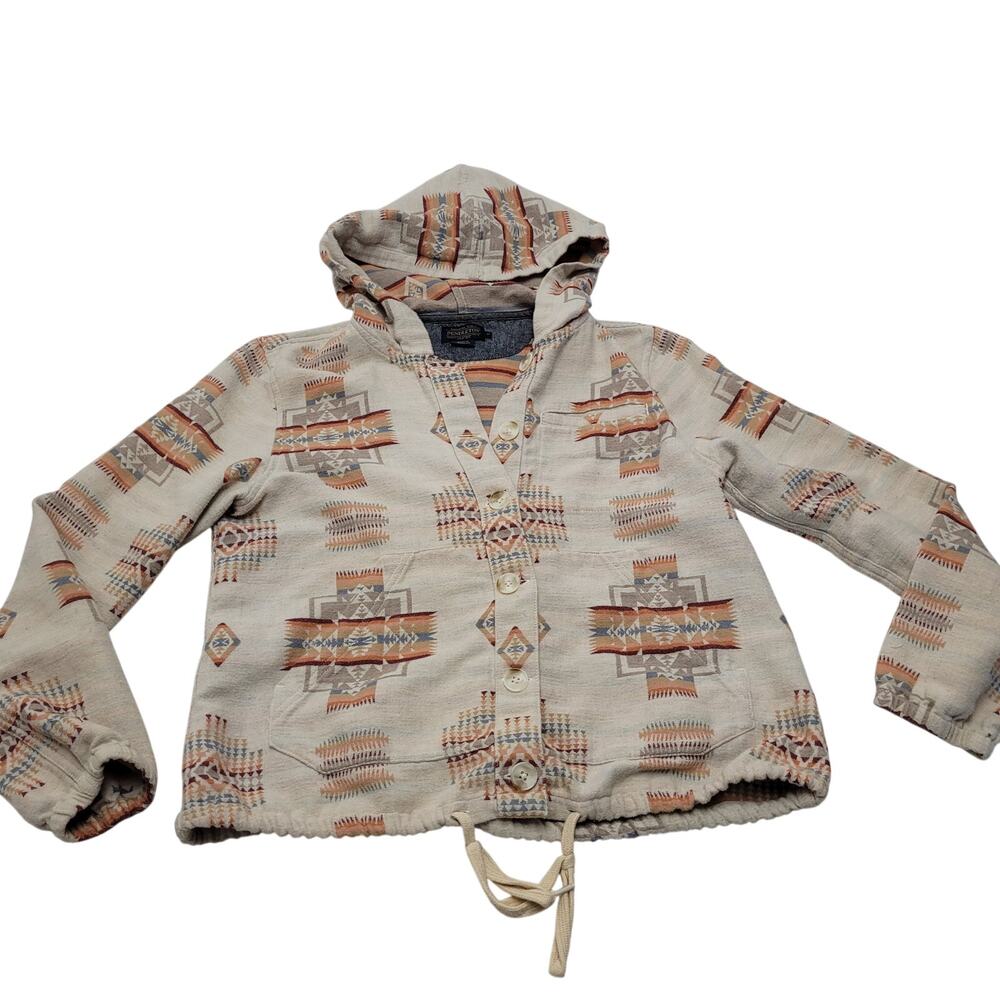 Pendleton Aztec Southwestern crop button front retro jacket cotton hoodie
